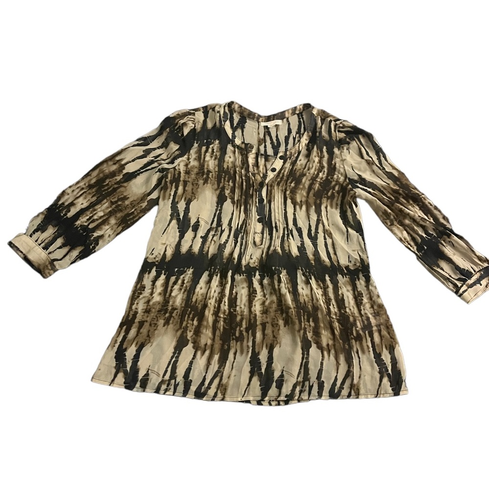VTG Anthropologie Tulle Boho Pleated Henley Blouse Top XS - Picture 5 of 6